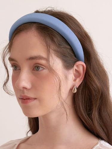 TEBIEKOY 3PCS Headbands for Women Non Slip Trendy Headbands for Women's Hair Cute Pearl Headband Bule Padded Hairband Elastic Womens Head Bands Hair Accessories - color: blue