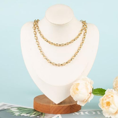 UMAOKANG 16.4 Feet Stainless Steel Oval Chain Gold Plated Chains Bulk with Jump Rings and Lobster Clasps Jewelry Chain Roll - color: Gold Rolo