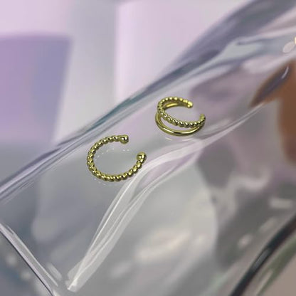 Ear Cuffs Non-Piercing Earrings for Women Cute Clip-On Cartilage Earring | 14k Gold Plated Ear Cuff for Non Pierced Ears Dainty Adjustable Fake Piercings Earings Set - style: 3