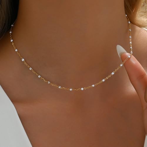 Gold Cross Women's Necklace 18K Gold Plated Stainless Steel Handmade Pearl Necklace Gold Paperclip Necklace, Fashion Jewelry Gifts - style: simplicity