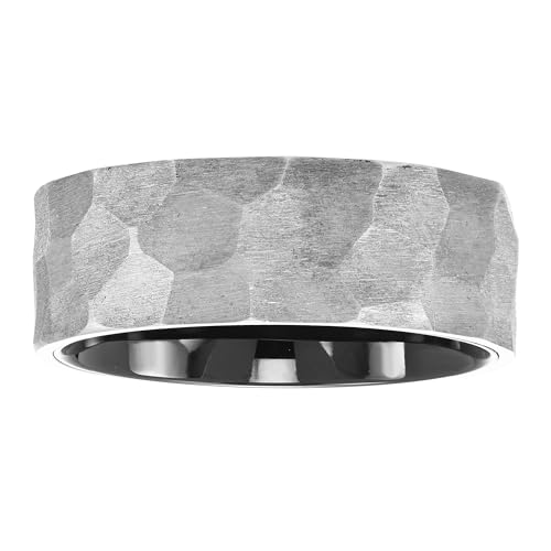 Boston Bay Diamonds Tantalum Comfort Fit Mens Wedding Band or Fashion Ring - 7mm & 8mm - Choice of Style - color: 8mm Hammered Texture Black Center