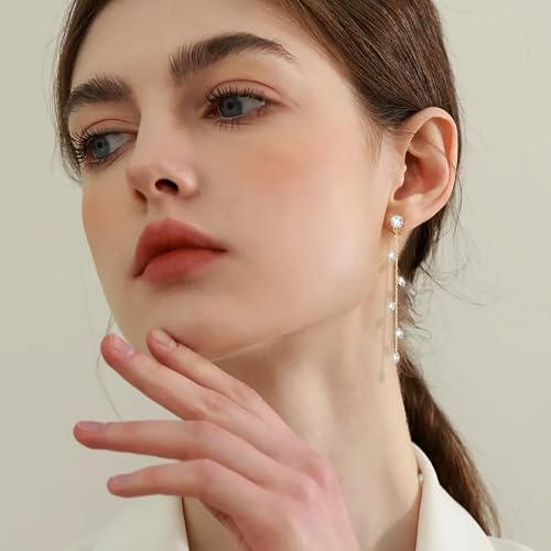 Gold/Silver Clip on Earrings Non Pierced for Women - 14K Gold Plated Long Tasse Drop Dangle Clip Earrings - Cubic Zirconia Leaf Earrings for Women Gold Wedding Jewelry Gifts - color: Gold-cz
