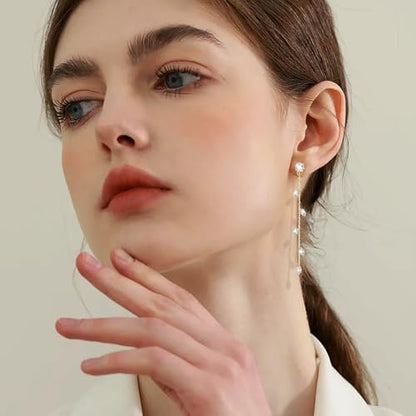 Gold/Silver Clip on Earrings Non Pierced for Women - 14K Gold Plated Long Tasse Drop Dangle Clip Earrings - Cubic Zirconia Leaf Earrings for Women Gold Wedding Jewelry Gifts - color: Gold-cz