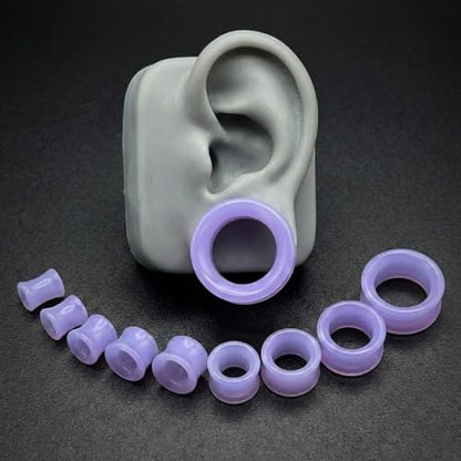 Lavender Opalite hollow Glass Ear Plug gauges ear tunnel gauges includes sizes 2 gauge though 25mm 1 inch ear stretching gauges stretching jewerly piercing plugs 00 gauge - size: 8 mm (0 gauge)