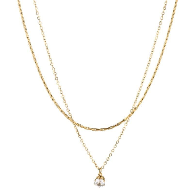 Gmai Layered Necklaces for Women Gold Plated 3/4/5 Piece Adjustable Stackable Necklace Set with Pearl Cross Coin Pendant Dainty Gold Silver Choker Chain Jewelry Gift for Her - style: Zircon 2PC