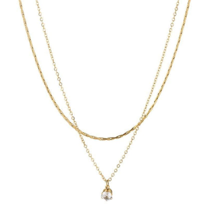 Gmai Layered Necklaces for Women Gold Plated 3/4/5 Piece Adjustable Stackable Necklace Set with Pearl Cross Coin Pendant Dainty Gold Silver Choker Chain Jewelry Gift for Her - style: Zircon 2PC