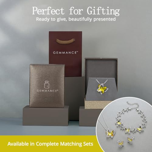 Butterfly Necklace, Birthstone Crystal, for Women, Silver Tone Pendant Jewelry, Anniversary Birthday Gift for Her, Wife & Mom, 18"+2" - color: 11b-November-Healing Stone for Happiness - Citrine Yellow Crystal