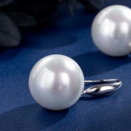 Sterling Silver Big Pearl Earrings for Women Freshwater Cultured Pearls Dangle Drop Earring Jewelry for Women Large Round White Pearl Studs Earrings - color: Style B-10mm