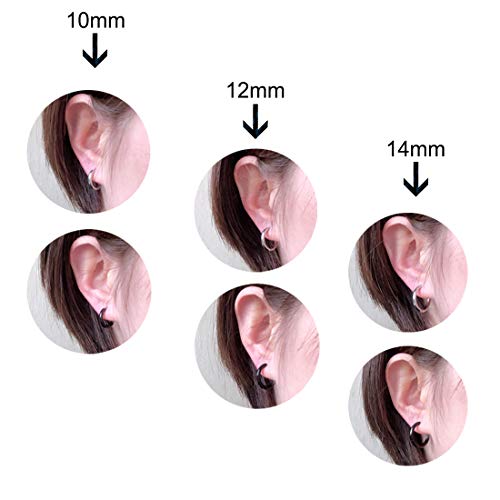 Hypoallergenic Titanium Steel Loop Earrings Set for Men Women Huggie Hoop Cartilage Piercing 18G - color: 3pairs Black