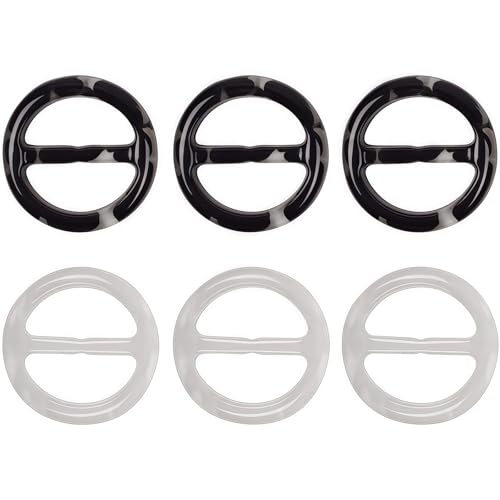 6PCS 2inch Women Lady Plastic Round Circle Scarf Ring Clips Scarves Buckle Silk Clasp Clothing Ring Wrap Holder for Silk Neckerchief Clothing T-Shirt(Black White Mixed)