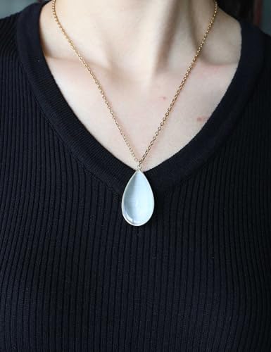 BaubleStar Teardrop Natural Crystal Healing Stone Pendant Necklace | Birthstone Quartz Necklace for Women, Multi-Color Available - color: Translucent White