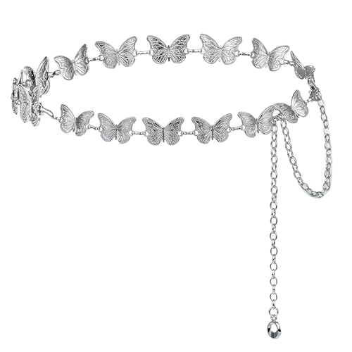 Butterfly Chain Belt - color: Silver