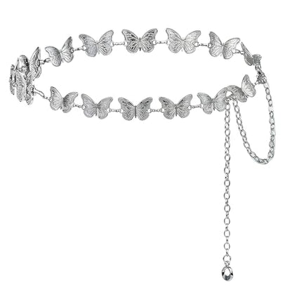 Butterfly Chain Belt - color: Silver