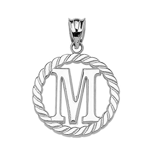 Claddagh Gold Fine 925 Sterling Silver Personalized Initial A-Z Roped Circle Charm Pendant - style: M