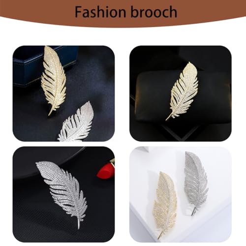 2pcs Rhinestone Brooch Pin for Women Dress Elegant Stylish Crystal Brooches Fashion Accessories Pins Lapel Boutonniere Ideas Wedding Christmas Birthday Jewelry Easter Gift - color: 01 Silver/Gold