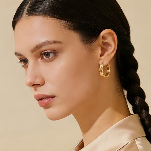Two Tone Silver and Gold Plated Hoop Earrings for Women Mixed Metal Hypoallergenic Statement Valentines Jewelry Gifts - style: Gold Hoops