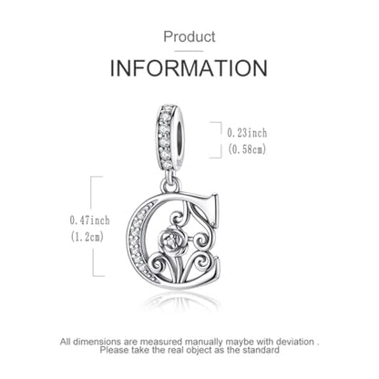 LNQOBU Complete A~Z Alphabet Charm Letter Beads, Solid 925 Sterling Silver with Cubic Stones Rose Alphabet Charm fits Pandora Bracelets Necklace Women Jewelry - color: CYT-C