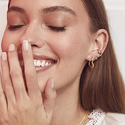 3 Pairs Gold and Silver Heart Huggie Hoop Earrings for Women - color: Gold