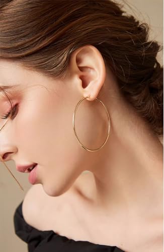 Cocadant Big Gold Hoop Earrings for Women Girls,Dainty 14k Gold Hypoallergenic Rose Gold Silver Hoop Earrings with 925 Sterling Silver Post,Stainless Steel Large Hoop Earrings - style: 60mm-Gold,Silver and Rose gold