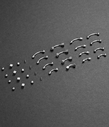 16Pcs Eyebrow Piercing Jewelry 16G Surgical Steel Curved Barbell Vertical Labret Lip Navel Belly Button Tongue Rings Rook Daith Tragus Earring for Women Men Silver Gold Tone 6mm/8mm/10mm/12mm - color: B-Siler
