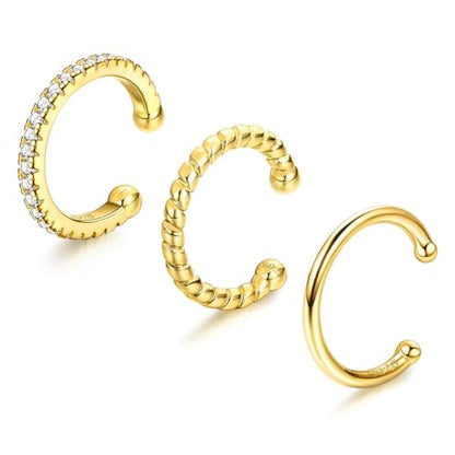 Ear Cuff Earrings for Women Trendy Non Piercing Hypoallergenic Cubic Zirconia Earrings Set Clip On Earrings Gifts - color: Gold