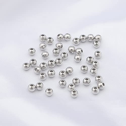 Platinum Plated Round Spacer Beads 5mm 60pcs for Jewelry Making Findings Non Tarnish - color: Platinum, size: 5mm