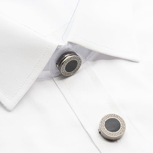 Mens Button Covers Tuxedo Shirt Cufflinks Alternative | Fake cufflinks and alternative fashion jewelry accessories for mens formal business dress shirts suits and groomsmen - color: K Black A