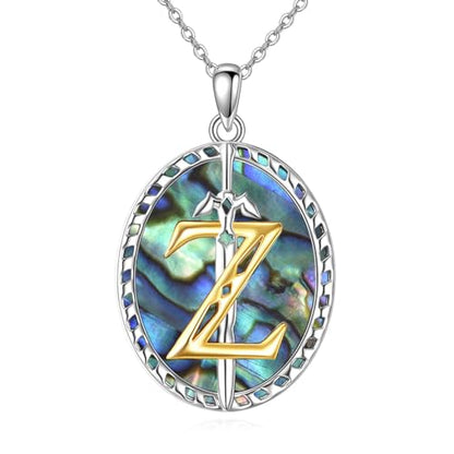 VONALA Artemis's/Poseidon's/Athena's/Weapons Necklace S925 Sterling Silver Plated Abalone Pendant Necklace for Women Men for Women Men - style: Triforce