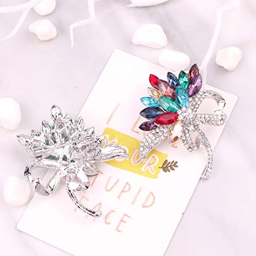 seven wolves Women's Austrian Crystal Brooch Wedding Flower Leaf Bouquet Brooch - color: 1-Multicolor Purple