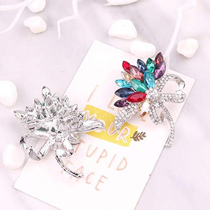 seven wolves Women's Austrian Crystal Brooch Wedding Flower Leaf Bouquet Brooch - color: 1-Multicolor Purple