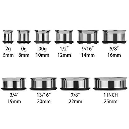 KUBOOZ 12pcs Set Colorful Stainless Steel O-ring Ear Plugs Tunnels Gauges Stretcher Piercings - style: Gauge:1/2"(12mm)