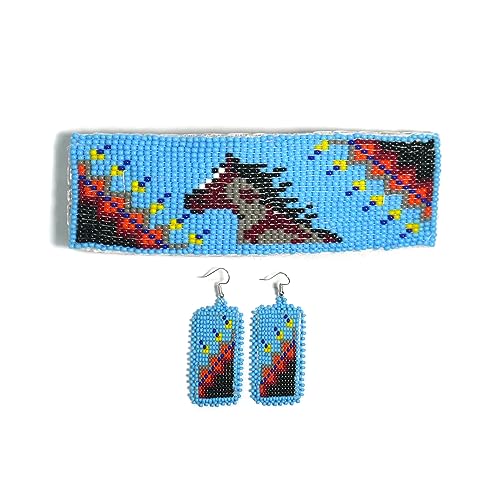 Beaded Hair Clips Native American Style Handmade Collection (Horse (Skyblue)) - color: Horse ( Skyblue)