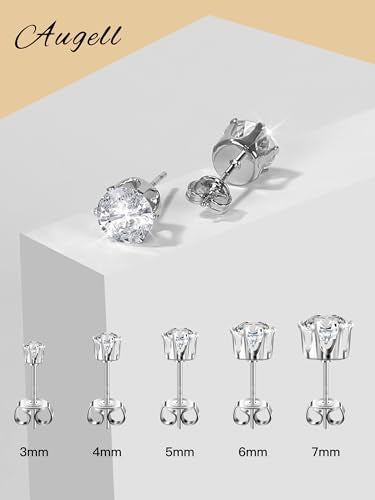 925 Sterling Silver Stud Earrings Set of 5 Pairs Hypoallergenic 18K Gold Cubic Zirconia Earrings for Women Men Sparkling Fancy Gift - color: Premium version - Yellow Gold - 5 pairs