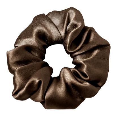 LilySilk Silk Hair Scrunchies for Frizz&Breakage Prevention, 100% Mulberry Silk Hair Ties No Damage, Elastic Silk Ponytail Holders, 1Pc, Chocolate - color: Chocolate