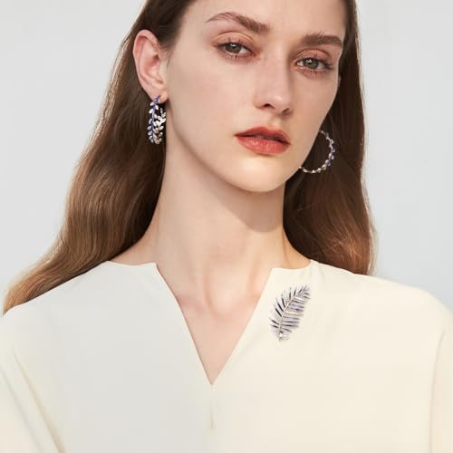 SHE'S FREE STYLE JUST FOR YOU Snail Brooches and pins for women, Sparkling Cubic Zirconia & Pearl Copper Pin, 2.36" Long Clasp Design Playful Jewelry Brooch - color: Blue