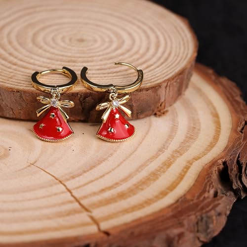Sonateomber Gold Silver Small Hoop Dangle Earrings for Women, Trendy Dainty Rhinestone CZ Dangling Prom Wedding Leaf Flower Snowflake Butterfly Starfish Fashion Jewelry Gift - color: Red