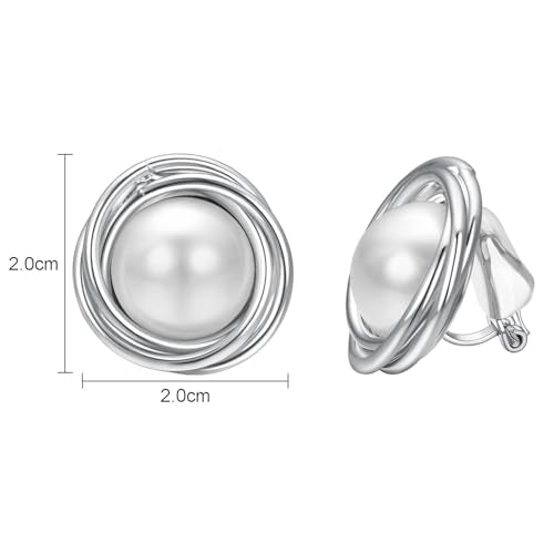 Yoursfs Faux Pearl Clip On Earrings For Women 18K Gold Plated Button Ear Clips - style: Faux Pearl Clip On Earrings