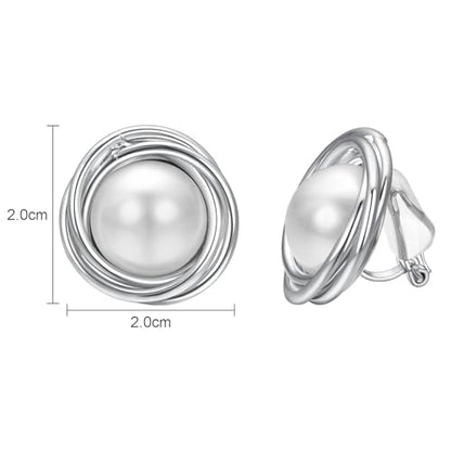 Yoursfs Faux Pearl Clip On Earrings For Women 18K Gold Plated Button Ear Clips - style: Faux Pearl Clip On Earrings