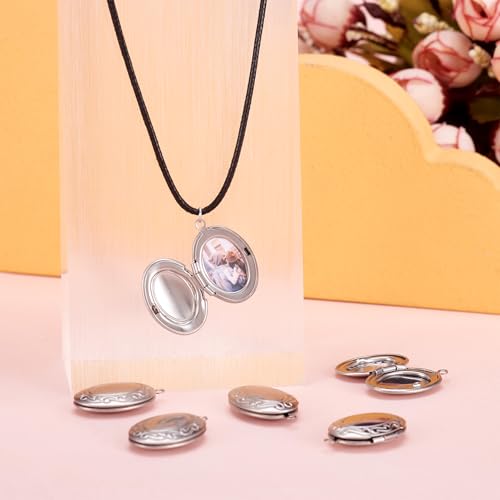 Elecrelive Locket Pendants Photo Frame Charms Memory Photo Charms Heart Locket Photo Frame Pendants - color: Silver - Oval
