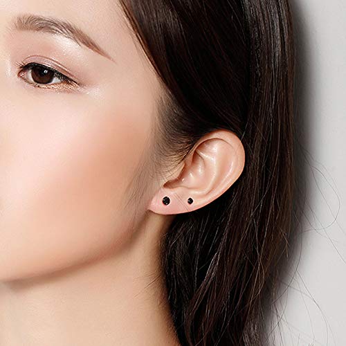 6 Pairs Surgical Steel Flat Back Earrings | CZ Stud Set | Hypoallergenic 316L Surgical Steel • Flat Back Threaded Studs for Cartilage, Helix & Lobe • 6 Mixed Sizes (3-8mm) - color: Flatback-Black