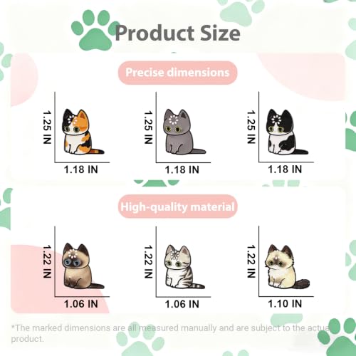 4/6/9/10/12/16/20PCS Cute Enamel Pins Bulk Set, Art Aesthetic Lapel Brooches, Humorous Quote Pins for Backpacks Jackets Hats Bags, Novelty Cool Badges for Women, Men, Teens, Kids - style: 6pcs Cat