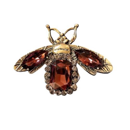 Rhinestone Bee Brooch Pin for Women Men Fashion Crystal Vintage Green CZ Emerald Insect Animal Brooches Lapel Pins Dainty Dress Accessories Jewelry Boutonniere Corsage for Hat Bag Suit Tie Wedding Birthday - color: Brown