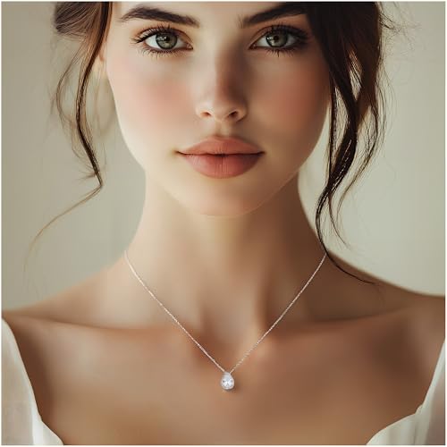 S925 Sterling Silver 14K Gold Necklace for Women Teardrop Cubic Zirconia Dainty Necklace Imitation Diamond Pear Cut CZ Pendant Necklaces for Women 18+2 Inch Jewelry Gift for Her - color: Silver