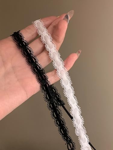 Bravace Lace Bow Choker Necklace for Women Adjustable Long Ribbon Tie Collar Elegant Black White Retro Lolita Gothic Party Neck Jewelry Romantic Lace Choker Daily Wear & Party Accessory Gift - color: Black