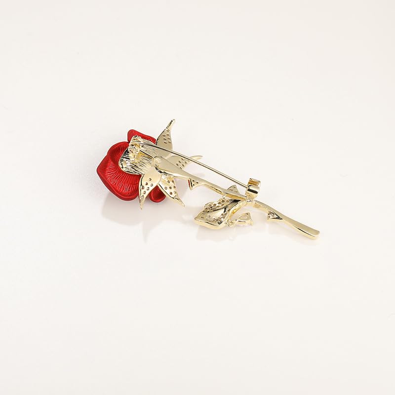Red Rose Flower Brooches and Pins for Women Costume Jewelry Brooch Pins Broches Jewelry for Women Elegant Lady Pin - style: Red2687