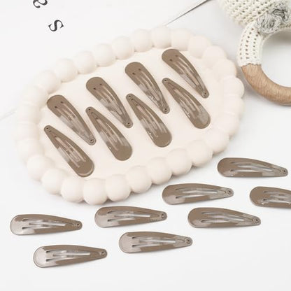 80Pcs Light Brown 2Inches Craft Snap Hair Clips DIY Non-slip Hair Barrettes | 5cm DIY Naked water drop snap hair clips for Women Baby Girls Toddlers Kids Hair Accessories Bulk - color: Light Brown