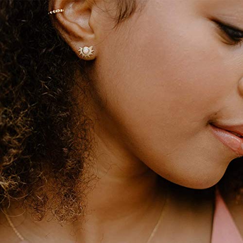 Gold Star and Sunburst Stud Earrings - AllenCOCO Ear Climbers Earrings for Women, 14K Gold Plated, 925 Silver Post Hypoallergenic - color: Sunburst Stud Earring