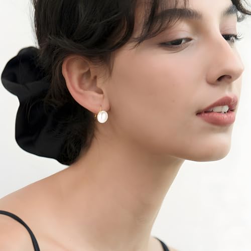 Pearl Earrings for Women Minimalist Pearl Drop Earrings Elegant Leverback Dangle Earrings Wedding jewelry Bridesmaid Gifts - style: oval pearl-10mm(medium)