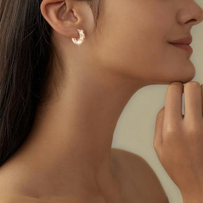 18K Crystal Heart Hoop Earrings for Women with Locket Design, White Crystal Cubic Zirconia Dangling Earrings Fine Jewelry Gifts for Her - color: Ring