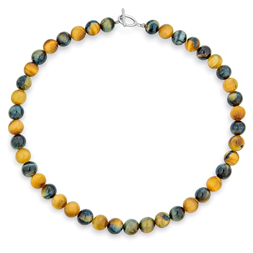 Classic Color Gemstones Ball Bead Strand Necklace Toggle Clasp 10MM - color: Brown Sardonyx